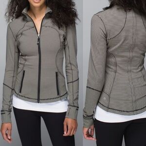 Lululemon Forme‎ Jacket *Cuffins in Tonka Stripe Heathered Black Mojave Tan 4